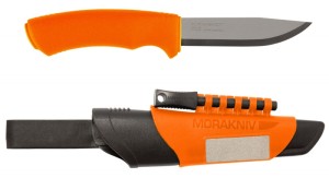 Nóż Morakniv® Bushcraft Survival (S) Hi-Vis Orange, Blister w/FireSteel & Diamond Honer / + krzesiwo i ostrzałka